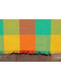 Cotton Tablecloth with napkins Plaid Yellow Green Orange 47'' Square (4 people)